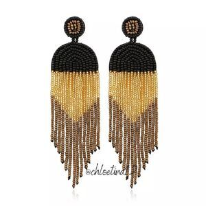 NEW Handmade Boho Vintage Beaded Dangle Earrings, Luxury Statement Earri…